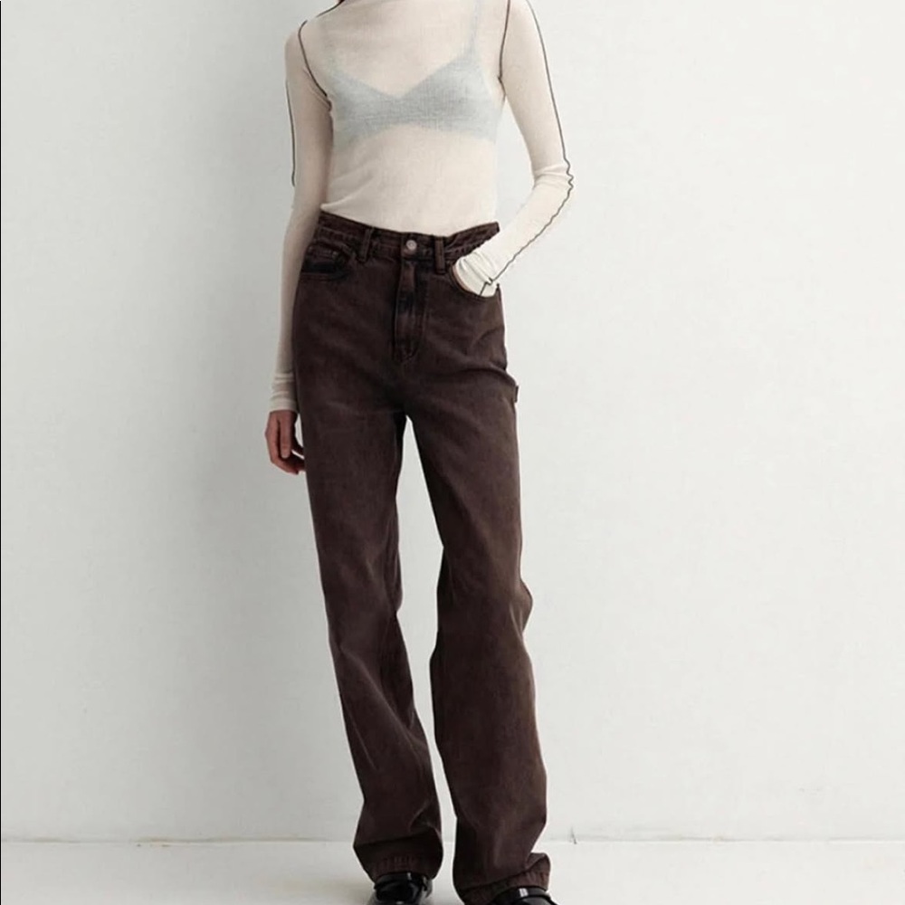 LVIR l’essence Brown Denim Wide Leg Loop Pants